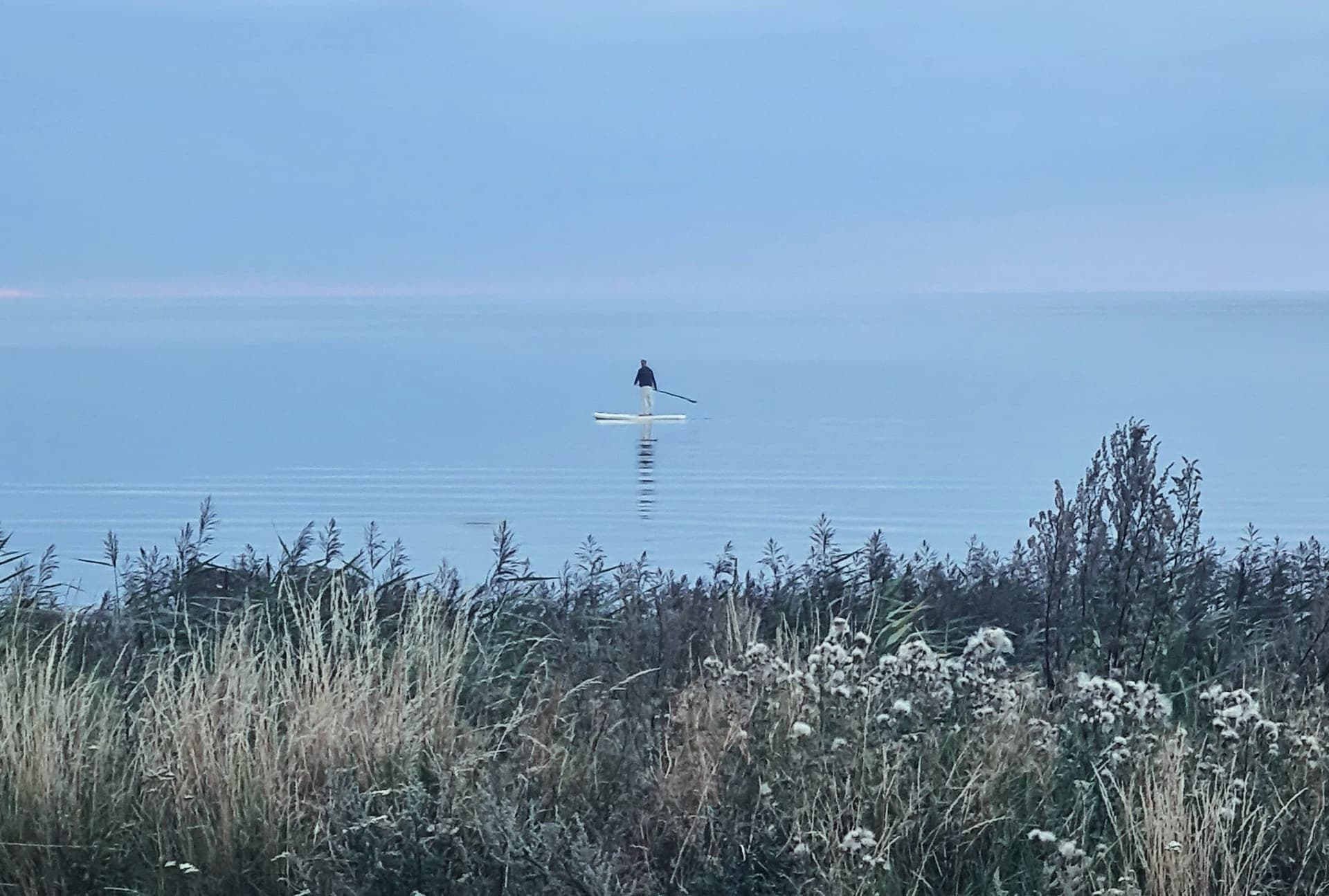 Stand-up paddleboarding scene