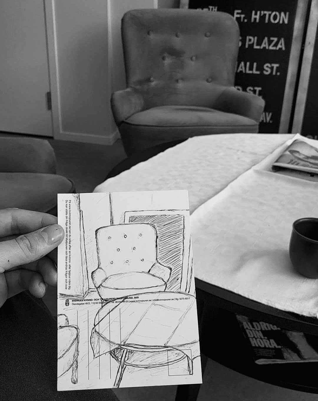 Sketch of a hospital waiting room